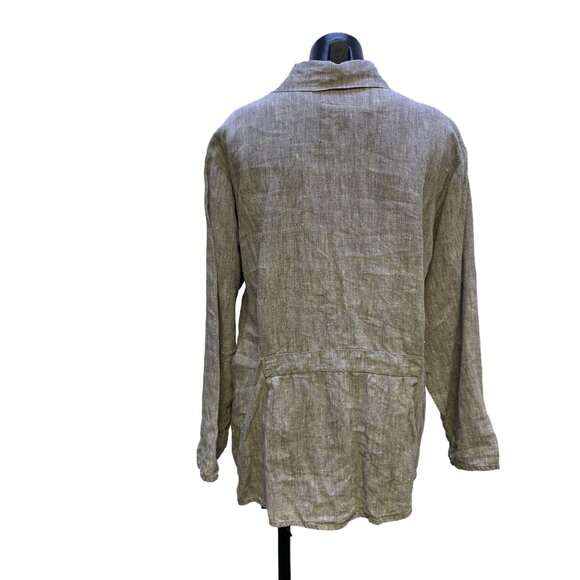 Flax By Jeanne Engelhart  Womens Light Brown Linen Jacket Size Medium - Picture 2 of 5